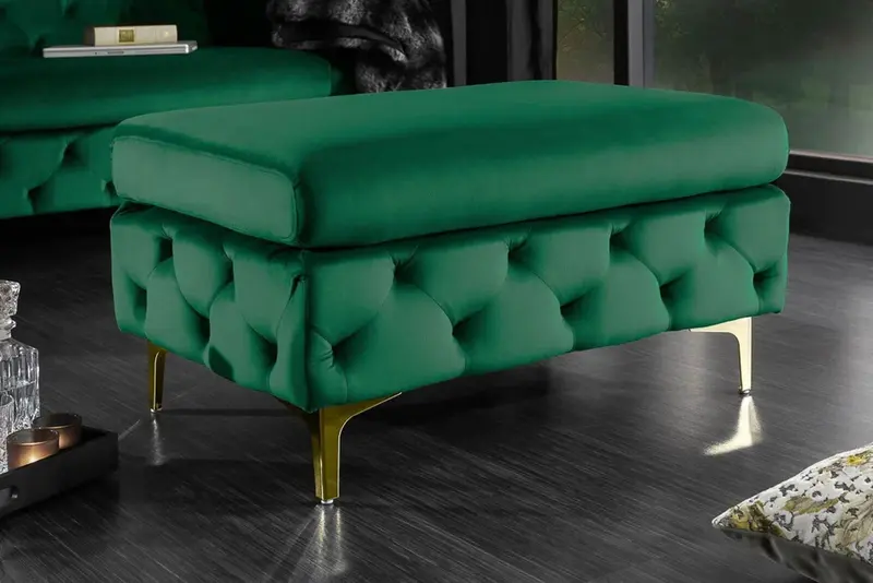 Pufa Modern Barock zielona / 39611 AKSAMIT / 39611  / INVICTA INTERIOR