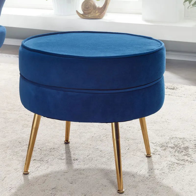 Pufa velvet niebieska 51 cm Wohnling / WL6.436