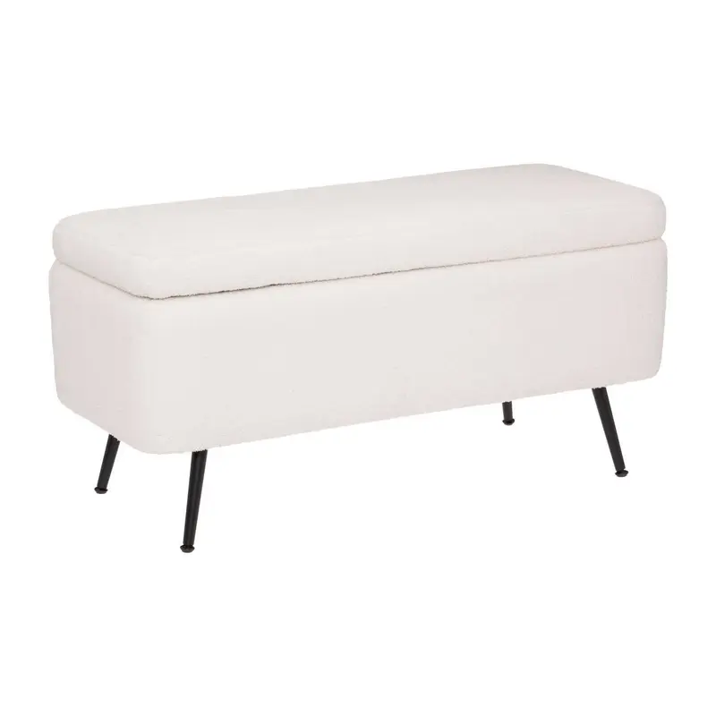 Pufa ze schowkiem, tapicerowana z efektem boucle, 100 x 40 x 48,5 cm
