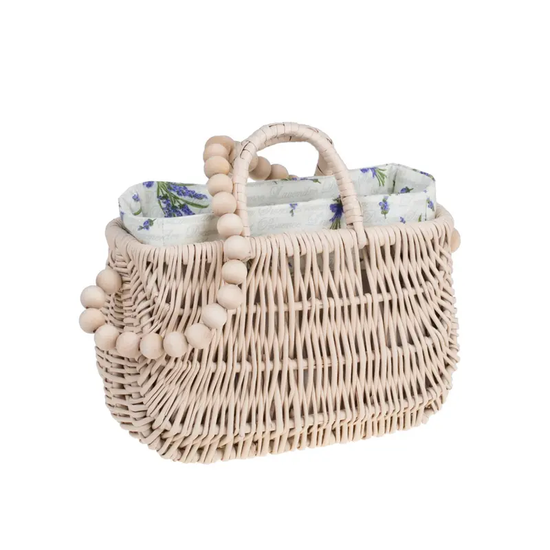 Raja wicker handbag with white lining and handle TheWickerStories