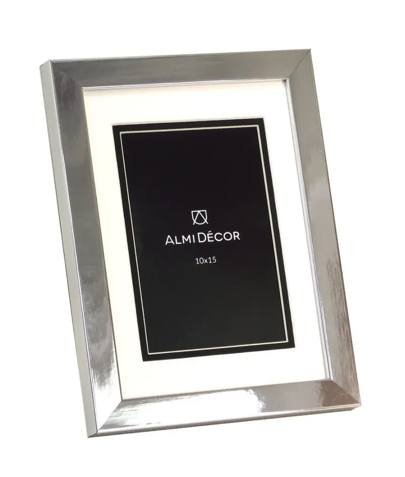 Ramka AlmiDecor 10x15 cm srebrna białe passe-partout