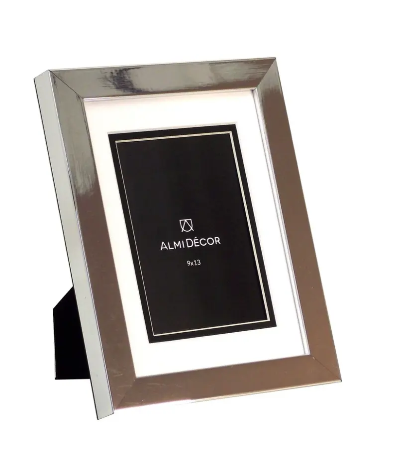 Ramka AlmiDecor 9x13 cm srebrna białe passe-partout