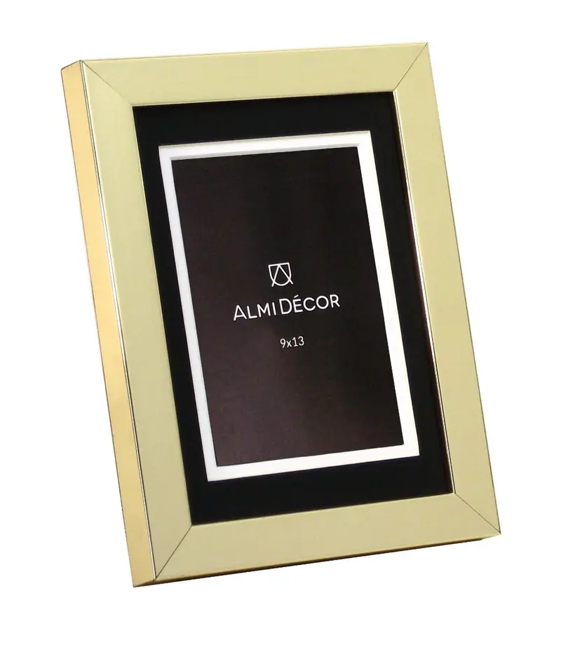 Ramka AlmiDecor 9x13 cm złota czarne passe-partout