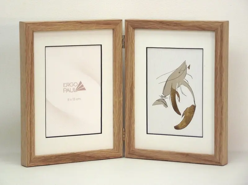 Ramka Duo, dąb naturalny woskowany, do zdjęcia 9x13 cm lub 10x15 cm + znak zodiaku Rak 9x13 cm lub 10x15 cm