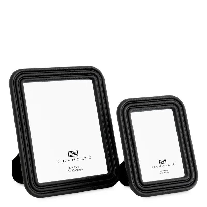 Ramki na zdjęcia Elvane, black leather, komplet 2 szt.