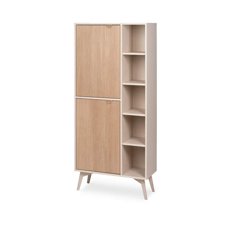 Regał 80x160 z półkami i szafkami w stylu japandi | Mandala