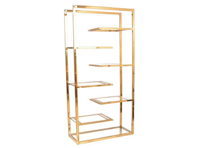 Regał Dubaj 180 cm / złota stal + szklane półki / EH
