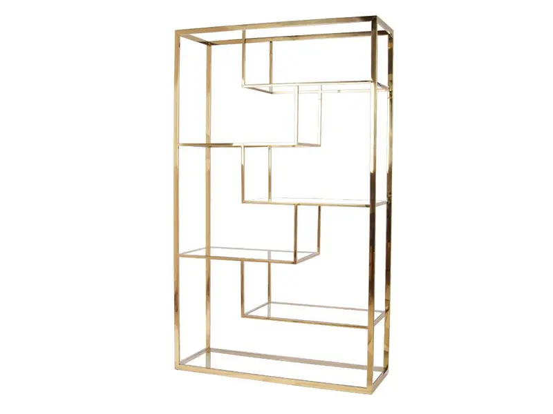 Regał Dubaj 200 cm / złota stal + szklane półki /EH