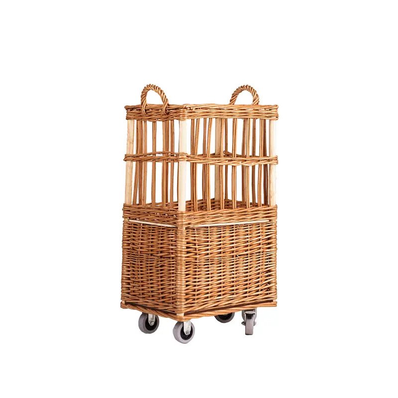 Rinora wicker baguette basket with wheels TheWickerStories