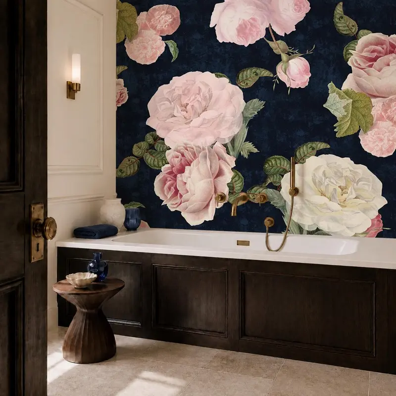 Roses Dark Blue – Tapeta na wymiar Aqua Zone