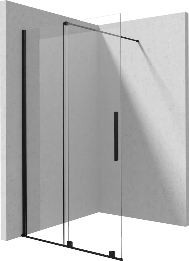 Ścianka prysznicowa walk-in 100 cm - przesuwna Prizma Czarny Mat