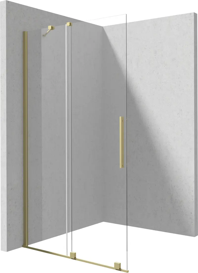 Ścianka prysznicowa walk-in 80 cm - przesuwna Prizma Złoty szczotkowany