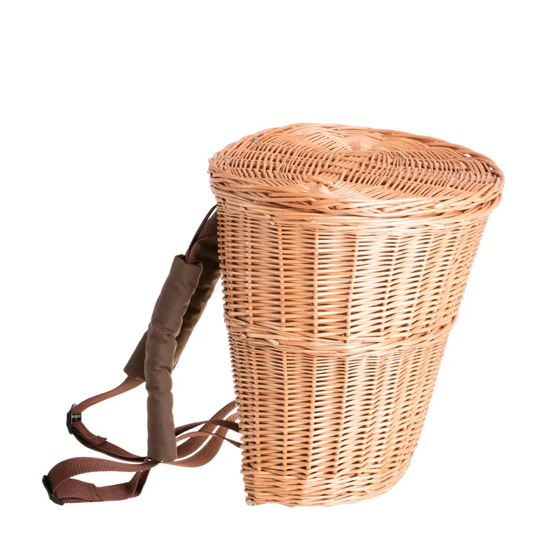 Sirellius wicker harvest backpack, gathering basket to wear on the back with jute trim TheWickerStories