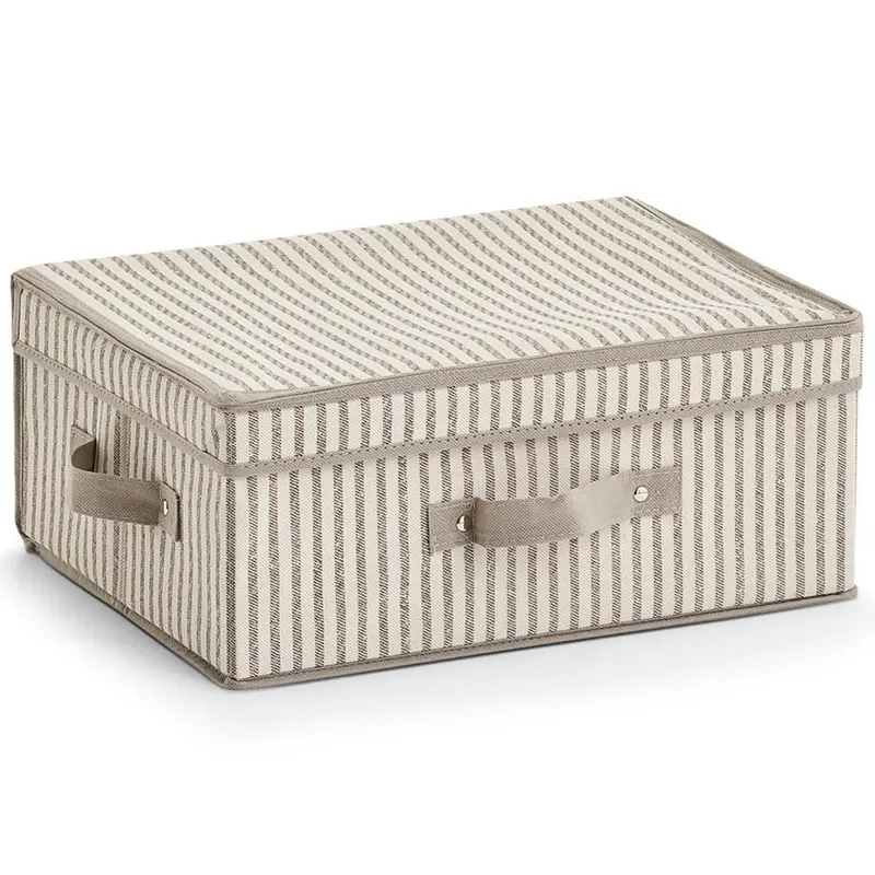 Składany pojemnik tekstylny z pokrywą, 38 x 29 x 16,5 cm, STRIPES