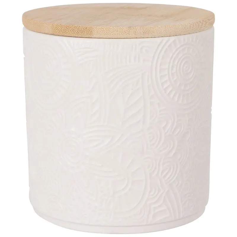 Słoik ceramiczny z pokrywką z bambusa, Ø 10 x 10,5 cm