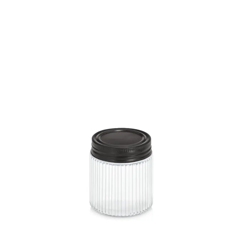 Słoik z metalową pokrywką KITCHEN ESSENTIALS, ryflowane szkło
