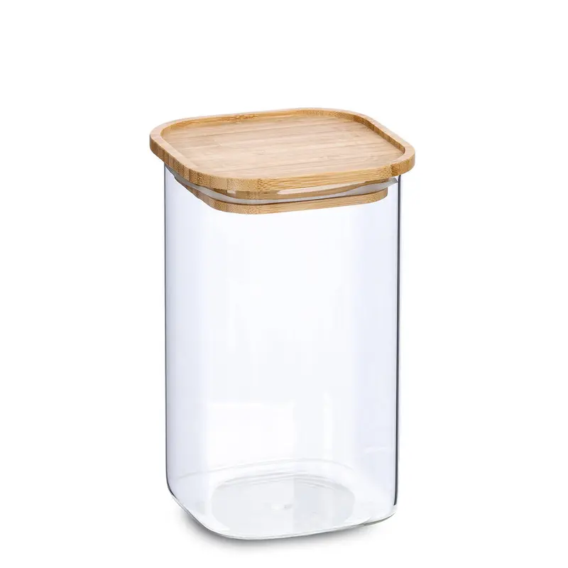 Słoik z pokrywką bambusa, 1400 ml, 11 x 11 x 17,7 cm