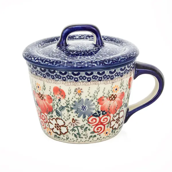 Smalcówka mała ceramiczna EO38 w czerwone maki