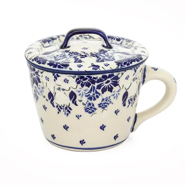 Smalcówka mała ceramiczna JZ44 kremowa w kwiatuszki