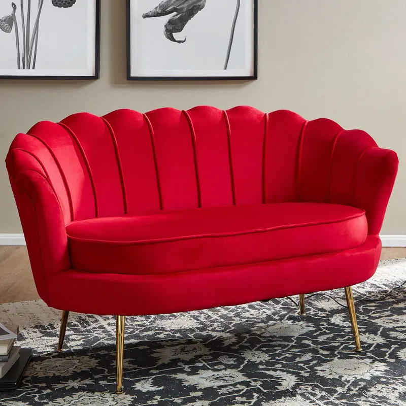 Sofa 2-osobowa velvet czerwona 130 cm Wohnling / WL6.423 /