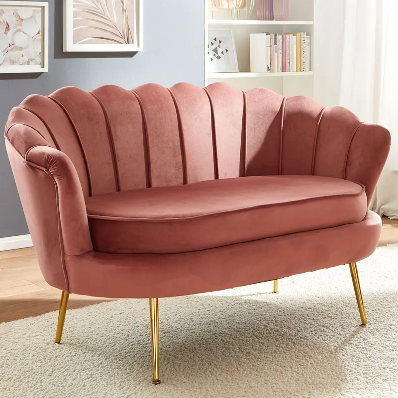 Sofa 2-osobowa velvet różowa 130 cm Wohnling / WL6.424 /
