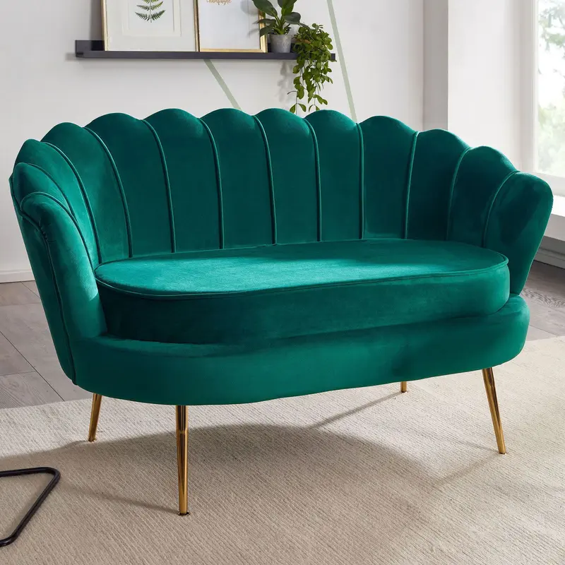 Sofa 2-osobowa velvet zielona 130 cm Wohnling / WL6.426 /