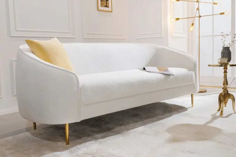 SOFA 3 OSOBOWA DIVA BIAŁA ZŁOTE NOGI / 42817 / INVICTA INTERIOR