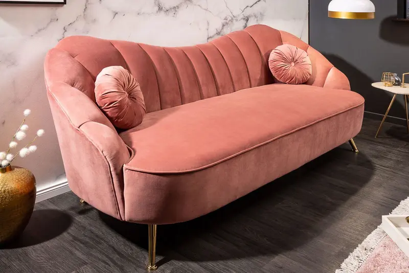 Sofa Arielle 220 cm różowy aksamit / 40750 / INVICTA INTERIOR