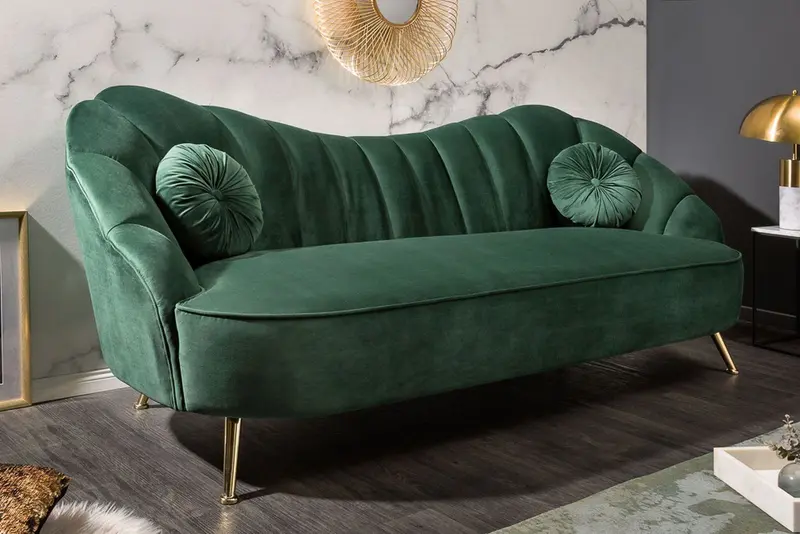Sofa Arielle 220 cm zielony aksamit / 40749 / INVICTA INTERIOR