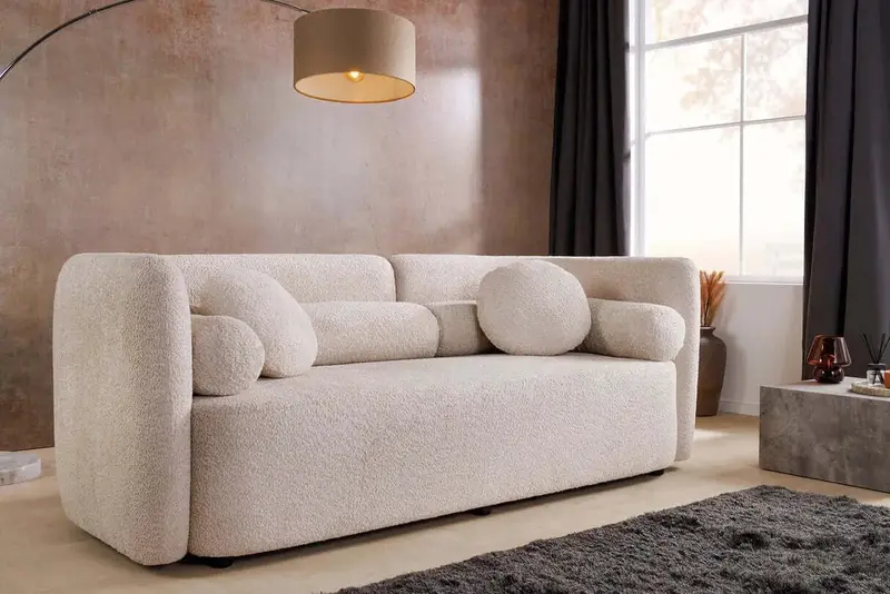 SOFA ART DECO 3 OSOBOWA BEŻOWA 200 CM / 44509 / INVICTA INTERIOR