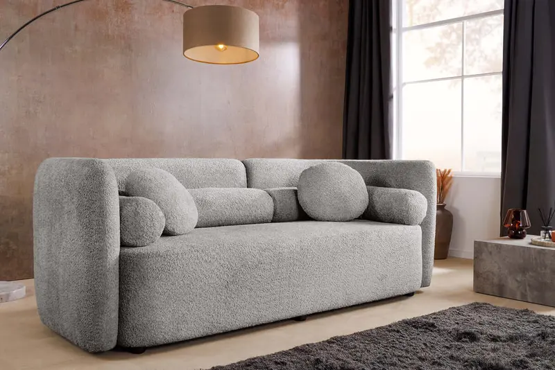 SOFA ART DECO 3 OSOBOWA SZARA 200 CM / 44508 / INVICTA INTERIOR