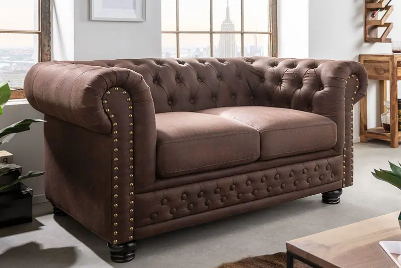 Sofa Chesterfield 2 osobowa brąz / 40653 / INVICTA INTERIOR