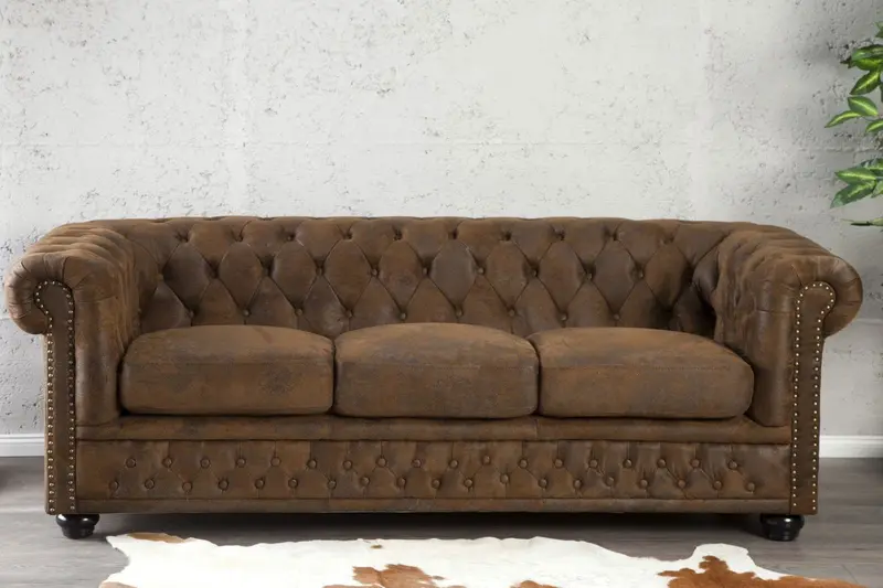 Sofa Chesterfield 3 brązowy antyczny / 17382 / INVICTA INTERIOR