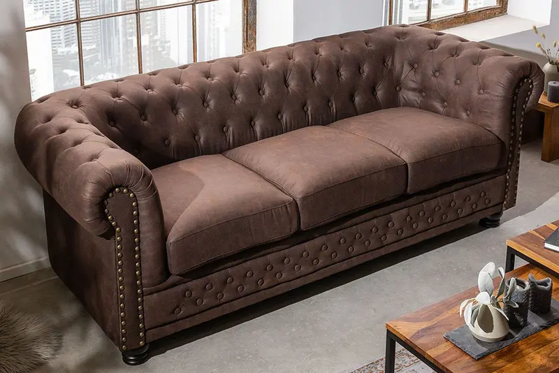Sofa Chesterfield 3 osobowa brąz / 40652 / INVICTA INTERIOR