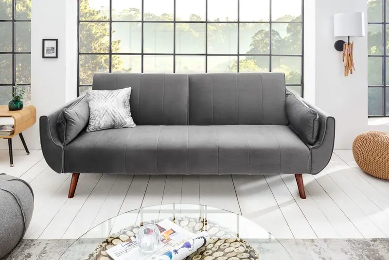 Sofa Divani szary aksamit / 40087 / INVICTA INTERIOR