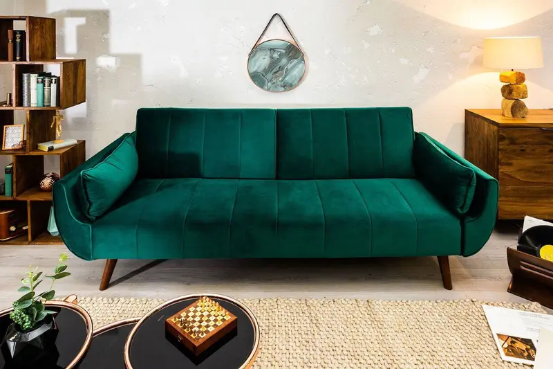 Sofa Divani zielony aksamit / 40089 / INVICTA INTERIOR