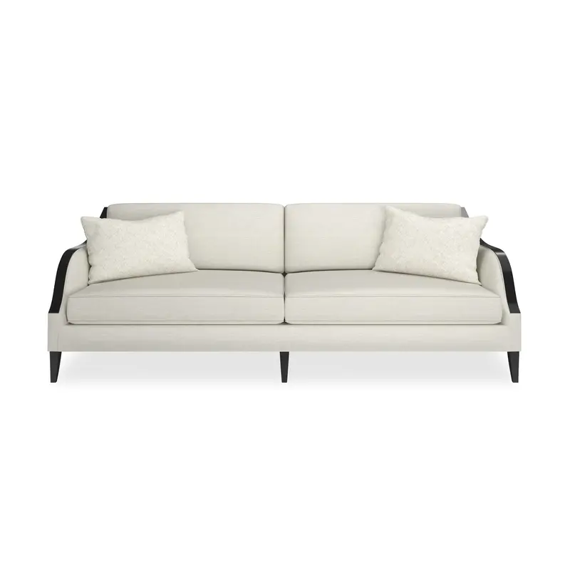 Sofa kremowa o splocie koszykowym