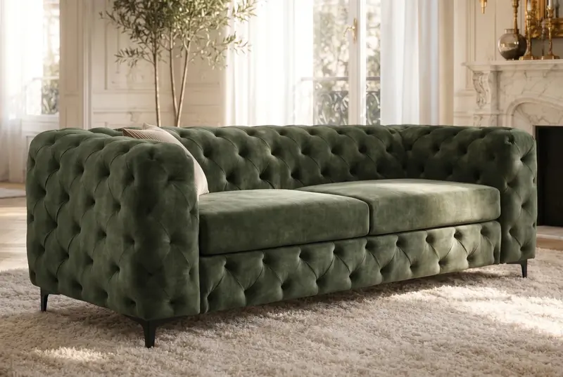 SOFA MODERN BAROCK 3 OSOBOWA 235 CM ZIELONA /48517/ INVICTA INTERIOR