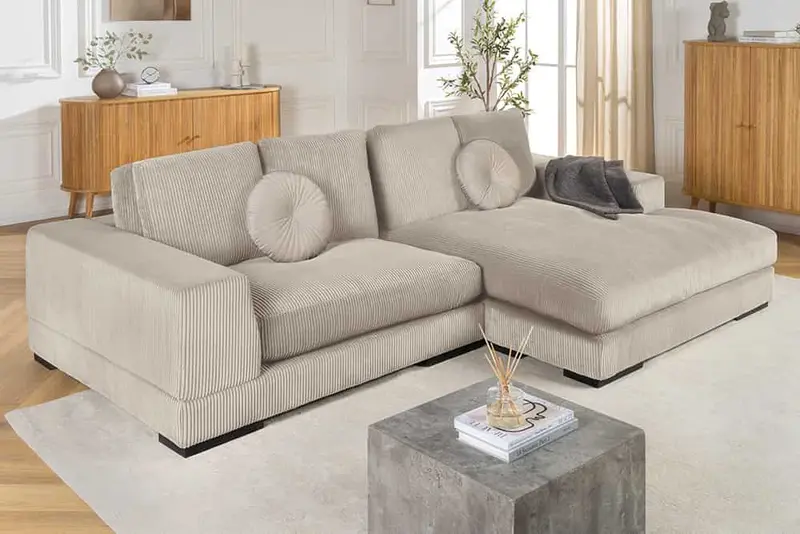 SOFA NAROŻNA BABYLON BEŻOWY SZTRUKS 270 CM / 43859 / INVICTA INTERIOR