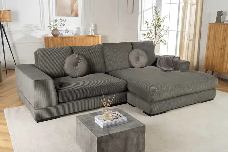 SOFA NAROŻNA BABYLON SZART SZTRUKS 270 CM / 43858 / INVICTA INTERIOR