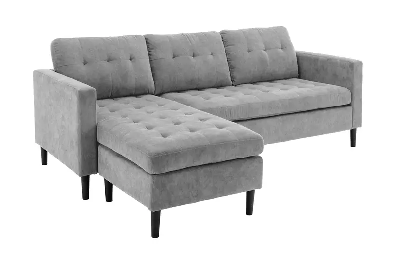 SOFA NAROŻNA STOCKHOLM SZARY SZTRUKS 220 CM / 44150 / INVICTA INTERIOR