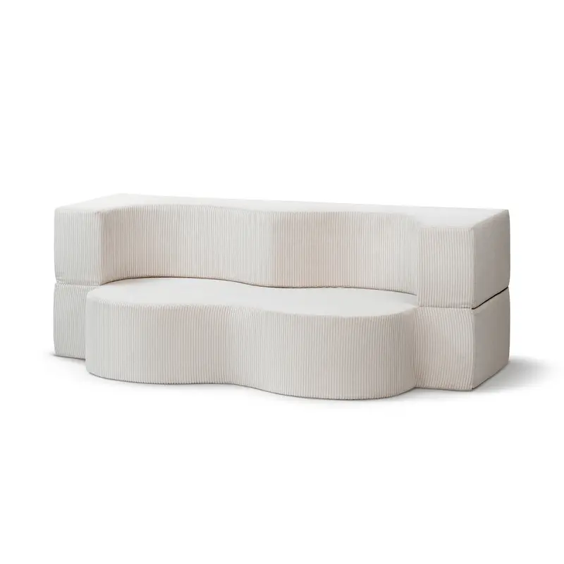 Sofa piankowa wolnostojąca 200 cm z funkcją spania w stylu japandi | Kamelia