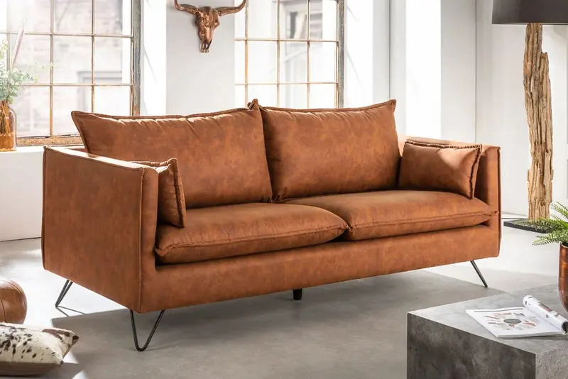 SOFA ROCCO 3 OSOBOWA BRĄZOWA RETRO / 40830 / INVICTA INTERIOR
