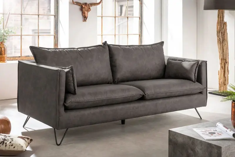 SOFA ROCCO 3 OSOBOWA SZARA RETRO / 41449 / INVICTA INTERIOR