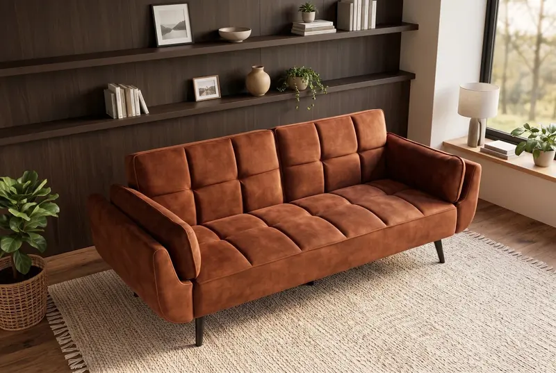 SOFA ROZKŁADANA BOUTIQUE  3 OSOBOWA 215 CM BRĄZOWA / 49248 / INVICTA INTERIOR