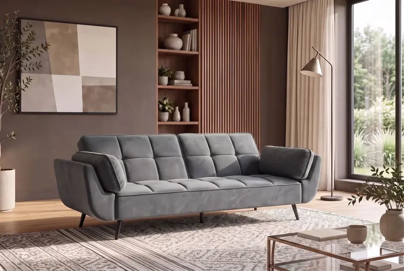SOFA ROZKŁADANA BOUTIQUE  3 OSOBOWA 215 CM SZARA / 40567 / INVICTA INTERIOR