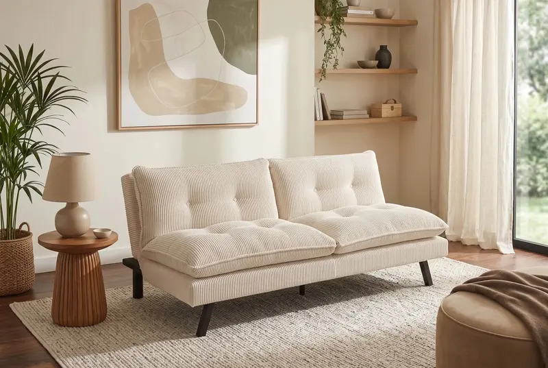 SOFA ROZKŁADANA COCOONING 3 OSOBOWA 190 CM BEŻOWA / 48472 / INVICTA INTERIOR
