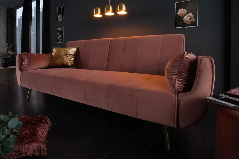 Sofa ROZKŁADANA DIVANI RÓŻOWA AKSAMIT / 39479 / 40091 / INVICTA INTERIOR