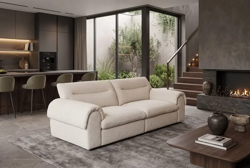 SOFA SIXTH SENSE 245 CM 4 OSOBOWA BOUCLE BEŻOWA / 48574 / INVICTA INTERIOR
