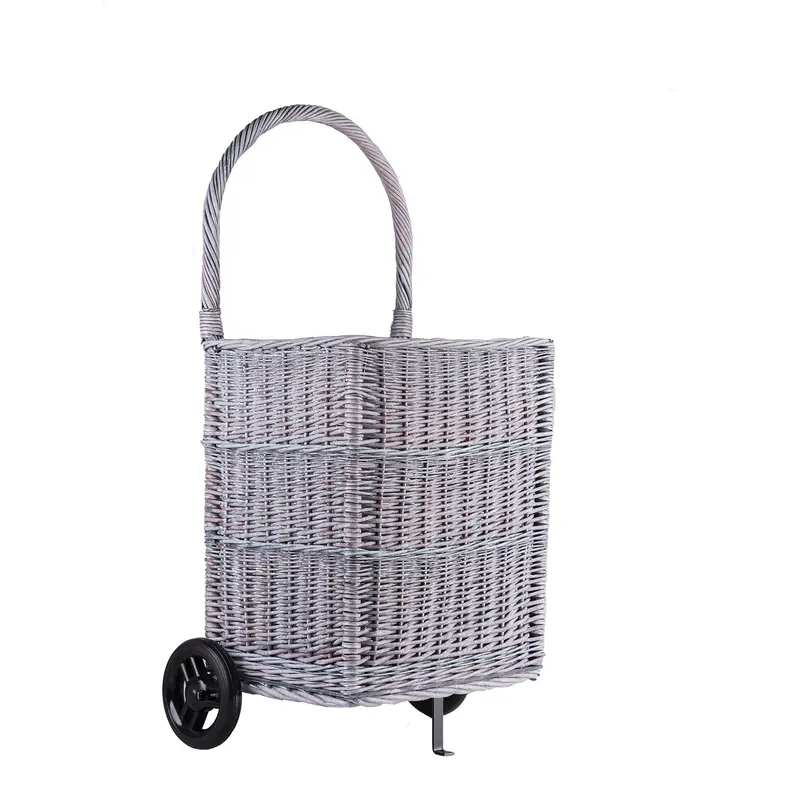 Solette wicker firewood basket with wheels and handle TheWickerStories